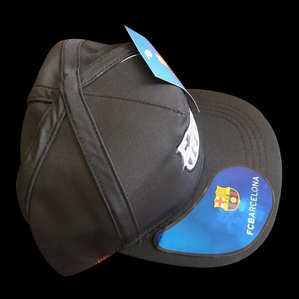 FC Barcelona Unisex Soccer Flat Brim Hat Black Adjustable Cap‎